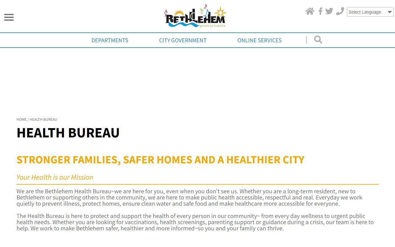 Bethlehem Pennsylvania Health Bureau public health services