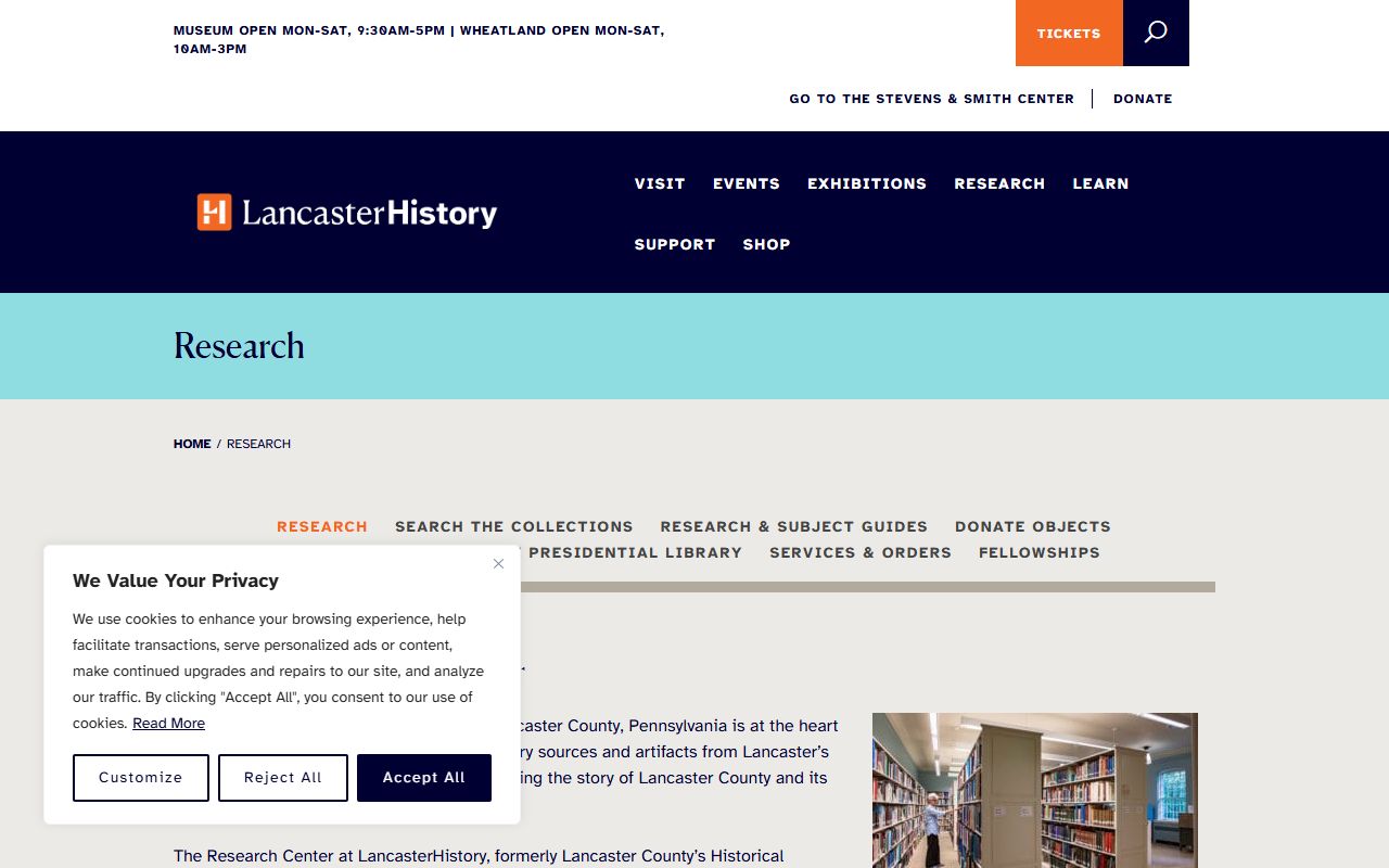 LancasterHistory Research Center for death records and genealogy