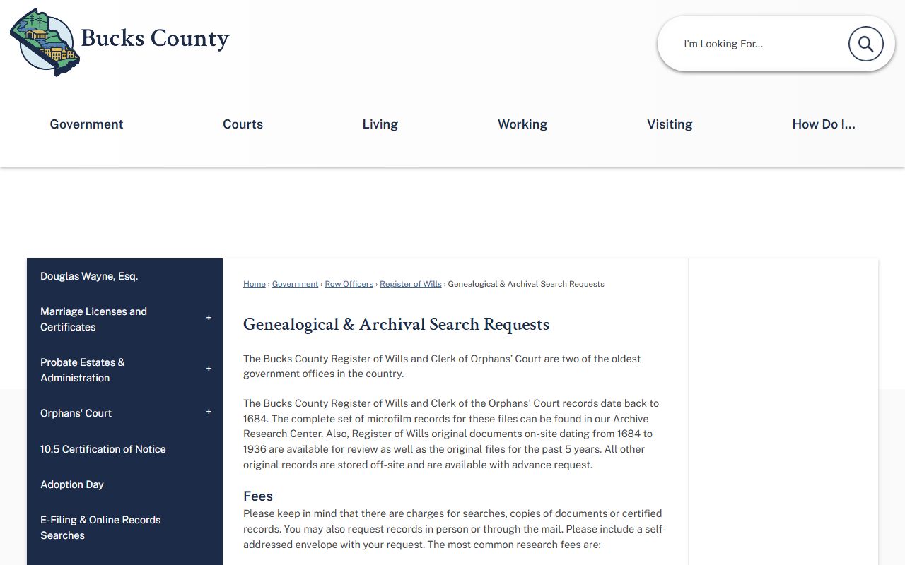 Berks County Pennsylvania genealogical archival records search