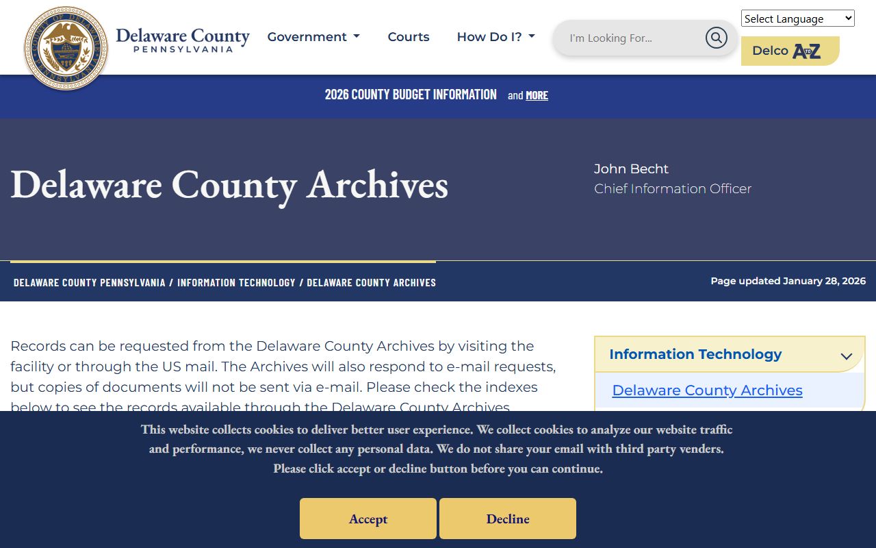 Delaware County Pennsylvania archives and death records