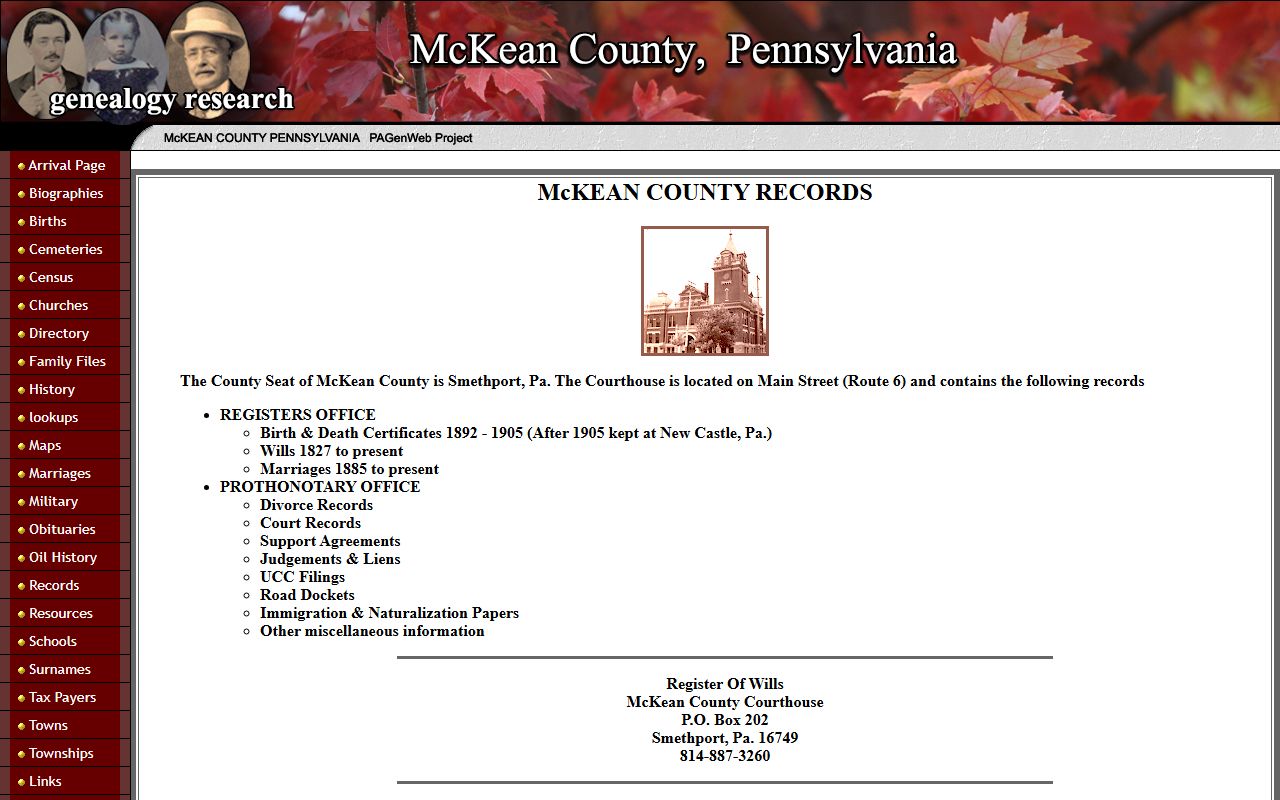 McKean County Pennsylvania records and death index